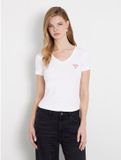 Guess V-Neck Short Sleeve Tee Women White M