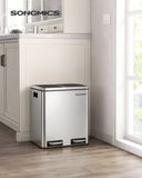 Songmics Prullenbak 30l Ergonomische Stalen Metalen Voetrails