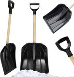 KADAX Spade, kleine sneeuwschep van kunststof, comfortabele sneeuwruimer met steel van hout, sneeuwschuiver met ergonomische D-greep, sneeuwschuiver voor sneeuwwaaien (60 x 30 cm)