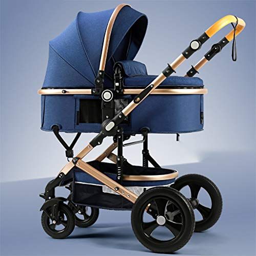 TXTC Kinderwagen - Compacte Buggy - Draagbaar - Anti-shock - Aluminium Frame - Gouden buis-blauw - 2021 Model - EAN: 6944745605745