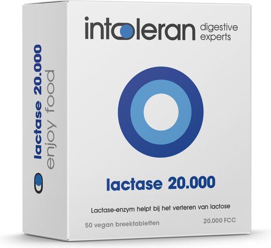 Intoleran Lactase 20.000 - 50 Breektabletten | Lactase enzym | Vegan
