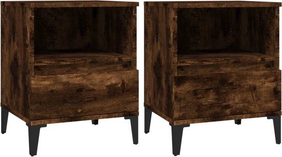 vidaXL Nachtkastjes 2 stuks 40x35x50 cm Gerookt eiken Hout