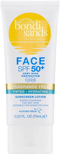Bondi Sands Sunscreen Face Lotion SPF 50+ Fragrance Free Tinted