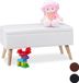 Relaxdays pouf avec rangement - 40 l - avec couvercle - pieds en bois - similicuir - 40x80x39,5 cm - blanc
