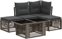 vidaXL Tuinbank - Set - 5 - st - Grijs - poly - rattan