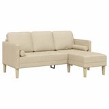 vidaXL Canapé avec coussin Crème Polyester