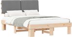 vidaXL Bedframe met gestoffeerde hoofdbord, lichtgrijs, 160 x 200 cm
