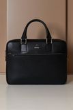 D'Arienzo Cartable 24 heures Cuir Noir serviette d'ordinateur poche zippée, Taille Unique, Couleur Noir