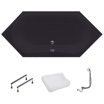 XENZ Lucia Hoekbad 180x80 cm Mat Antraciet