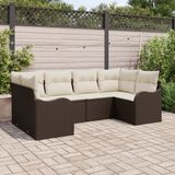 vidaXL Tuinbank - Set - 6 - st - Bruin - poly - rattan
