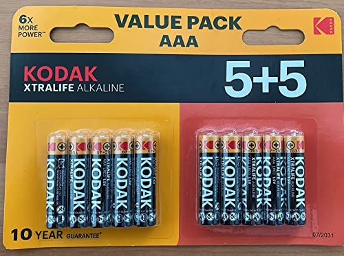 Kodak Xtralife AAA LR3 Alkaline Batteries - 10 Pack (5+5)