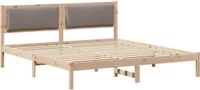 vidaXL Bedframe met hoofdeinde, taupe, 200 x 200 cm, massief grenenhout