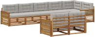 vidaXL - Salon d'angle - 8 places assises - Naturel et gris clair - Acacia bois