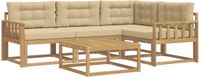 vidaXL Hoek loungeset 4 zitplaatsen Polyester Wit en Beige