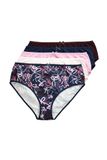 Ulla Popken - Dames - Midi-slips set van 5 strikjes/effen - Donkerpruim - Maat 62+
