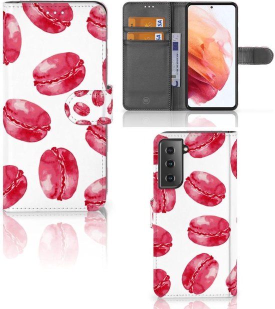 B2Ctelecom Hoesje ontwerpen Samsung Galaxy S21 - Pink Macarons - Book Case