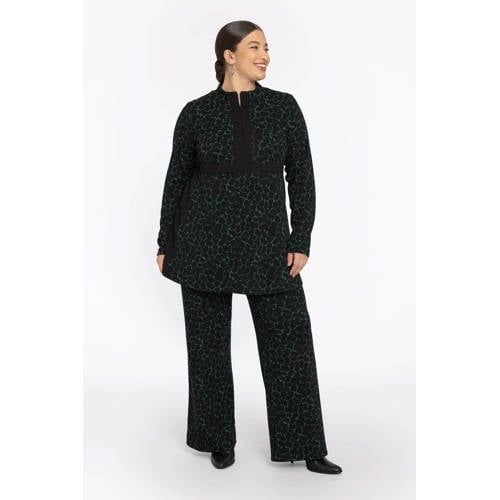 YOEK regular high waist broek donkergroen