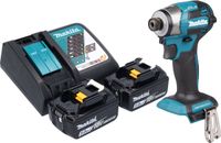 Makita DTD 173 RT accu-slagmoersleutel 18 V 180 Nm 1/4\" borstelloos + 2x oplaadbare accu 5.0 Ah + lader