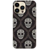 Apple iPhone 14 Pro Max Floral skull bedrukt siliconen hoesje