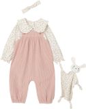 Vertbaudet Ensemble T-shirt + salopette + bandeau + peluche