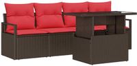 vidaXL Tuinbank Set Bruin Poly-rattan