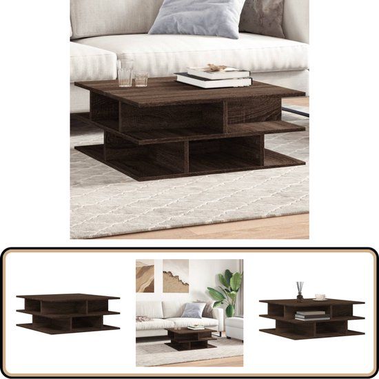 vidaXL Salontafel 70x70x29 cm bewerkt hout bruin eikenkleur