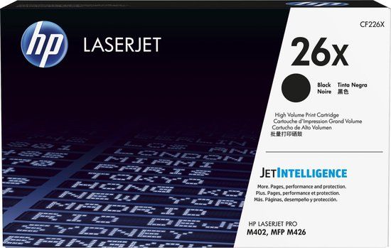 HP 26X Zwart High Yield Toner Cartridge (CF226XC) - Geschikt voor HP LaserJet Pro M402/M426