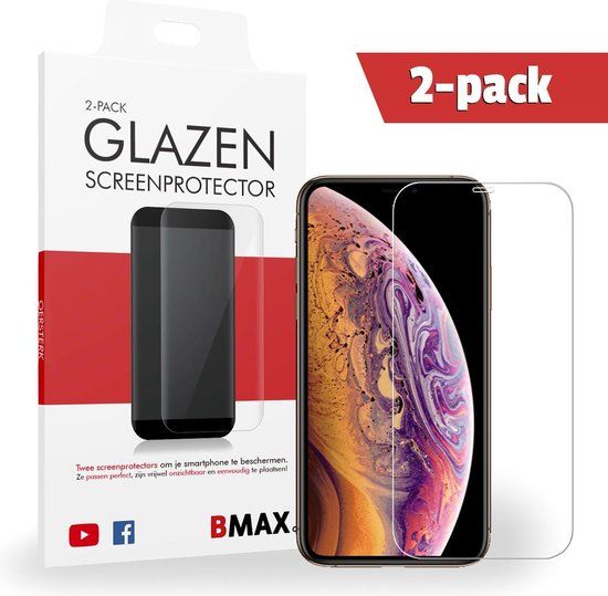 BMAX 2-pack iPhone XS Glazen Screenprotector | Tempered Glass