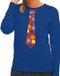 Bellatio Decorations Shoppartners Bv Foute kersttrui / sweater stropdas met kerstballen print blauw voor dames XS