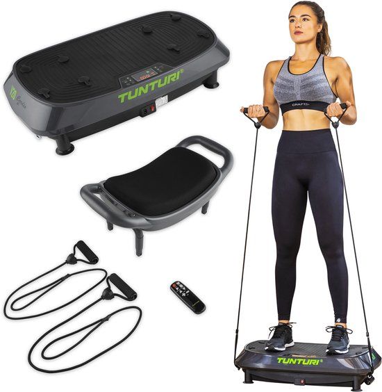 Tunturi Cardio Fit V20 Trilplaat - Incl. Fitnesstoel - Vibratie en Oscillatie - 30 Snelheden - 5 Programma's