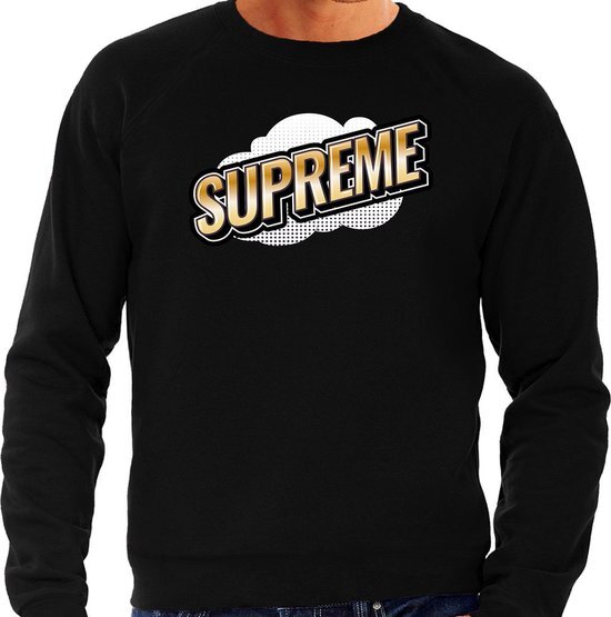 Bellatio Decorations Supreme fun tekst sweater voor heren zwart in 3D effect L