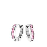 Lucardi Meisjes Oorring met plating - Kristal - Cadeau - Staal - Zilverkleurig