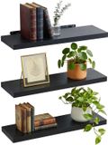 Merkloos / Sans marque Relaxdays Wandplank zwevend - set van 3 - 100 cm - zwart