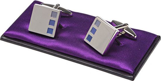 Manchetknopen - Bari Azur - Rechthoek - Blauw - Staal - Heren