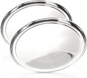 Unyqoos Ronde Serveerschaal - Stainless Steel Tray Set van 2 - Glanzende Decoratieve Schotel (33 cm)
