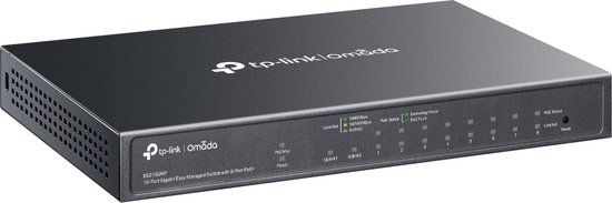 TP-Link Omada ES210GMP - Managed Gigabit PoE+ Switch - 10-poorts - 123W - Zwart
