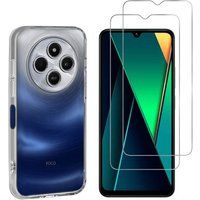 Phonillico® Case for Xiaomi Poco C75 and 2 Tempered Glass Screen Protectors