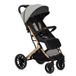 MoMi ESTELLE DAKAR poussette à partir de 6 mois (jusqu'à 22 kg), poussette pliable avec harnais de sécurité à 5 points, panier de courses, fonction couchée, barre télescopique pour tirer, se tient debout après pliage léopard, gris