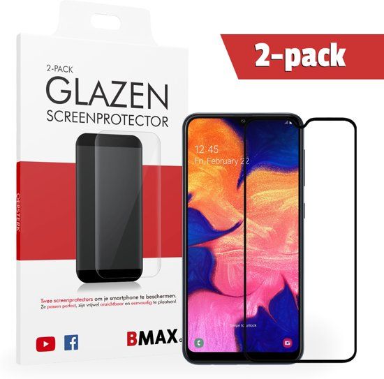 BMAX 2-pack Samsung Galaxy A10 Screenprotector Full Cover Glas Beschermglas Tempered Glass
