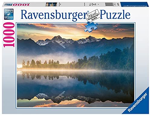 RAVENSBURGER PUZZLE 1000 stukjes, zonsopgang via Lake Matheson, Nieuw-Zeeland, puzzel voor volwassenen en kinderen vanaf 14 jaar.