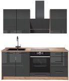 Vicco Eenpersoonskeuken Fame-Line, Antraciet Hoogglans/Goudkleurig Eiken, 190 cm