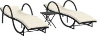 vidaXL Lits de jardin Ensemble - Noir - 2 Pièces avec table