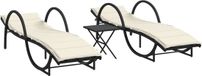 vidaXL Ligbedden Set - Zwart - 2 Stuks met tafel