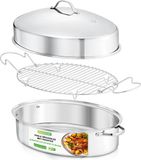 NutriChef Braadpannen, Ovaal-Stoofpan met Deksel, Roestvrijstaal, 10L