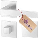 ERGO line Deurbeslag CUBE NEO Deurkruk Roestvrij Staal RVS, Deurbeslag set Binnendeur, Deurklink Set, Deurklink Op Vierkante Rozet met WC-rozet/badkamer Deurkruk, Incl. Bevestigingsmateriaal - Terugslagveer