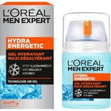 L'Oréal Men Expert Hydraterende gezichtsgel voor mannen, Maxi dorstbuigend, verfrissend ijsblokjeseffect, air-gel, voor alle huidtypes, Hydra Energetic, 50 ml