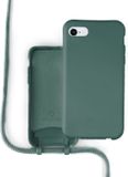 Coverzs Silicone case met koord - Telefoonhoesje met koord - Backcover hoesje met koord - touwtje - geschikt voor Apple iPhone 7/8/SE2020 - donkergroen