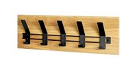 HAKU Wandkapstok eiken, zwart, Massief hout, metaal - Maat: B 60 cm x H 20 cm x D 10 cm, Stijl: Modern
