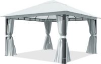 TOOLPORT Tuinpaviljoen 4x4 m, aluminium palen, dakdoek ca. 220 g/m², grijs- met zijwanden en muggennetten