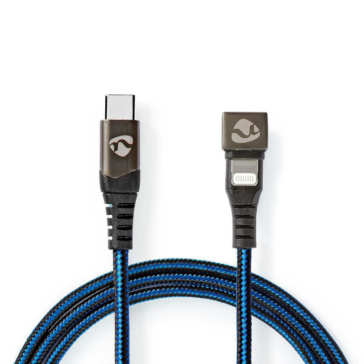 Nedis Lightning naar USB-C Kabel - 1m - Zwart/Blauw